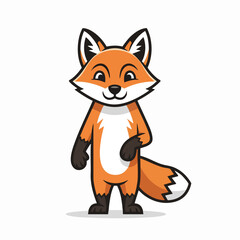 Obraz premium Smiling cartoon fox character standing on a white background