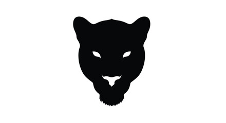 Dramatic black panther head facing forward a striking silhouette © MDRAYHAN