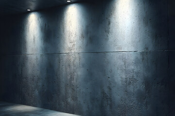 Obraz premium Lighting on concrete wall creates atmosphere in a simple indoor space during evening hours