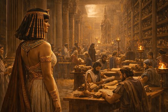 Cleopatra in the Library of Alexandria