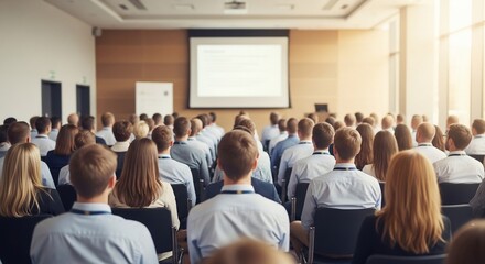 Fototapeta premium Corporate Audience Engaged in Presentation with Projector Screen