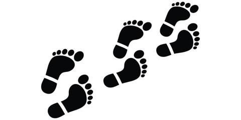 Footprints silhouette illustration, walking path design, journey progress motif artwork, navigation tracking symbol, movement decorative motif, storytelling travel artwork, flat vector drawing © Tauhidul