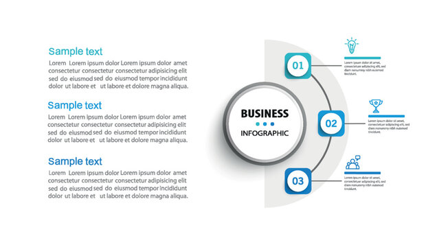 Business infographic design template with 3 options, parts, steps or processes. Can be used for workflow layout, diagram, number options, web design	