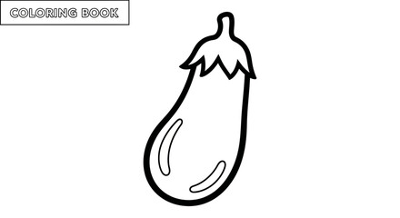 Fototapeta premium Eggplant coloring page, outline drawing, isolated on white background, for kids
