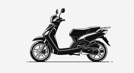Obraz premium Detailed monochrome illustration of a sleek, modern scooter design.