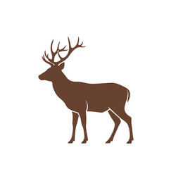 Fototapeta premium Elegant brown deer silhouette with majestic antlers, a versatile symbol perfect for nature-themed designs, wildlife branding, and outdoor-related logos