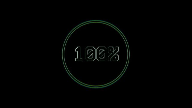 circular loading bar countdown percentage timer loading animation, on black background, content creator, game streaming animation