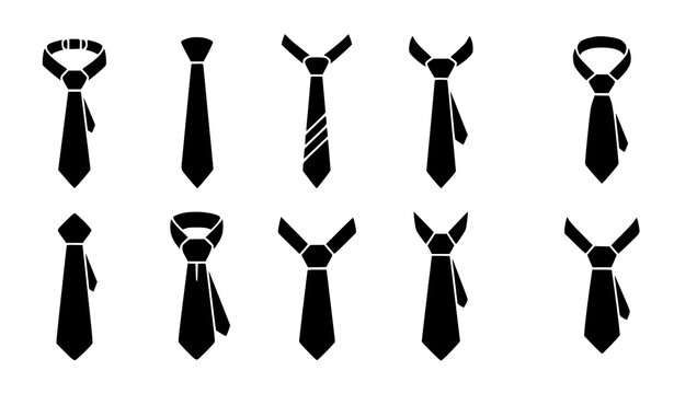 Business tie silhouette vector icon collection black necktie symbols