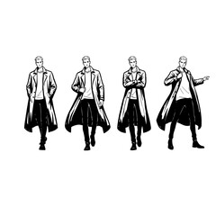 Fototapeta premium four men in different poses vector illustration