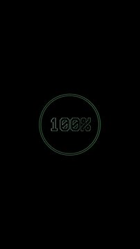 circular loading bar countdown percentage timer loading animation, on black background, content creator, game streaming animation