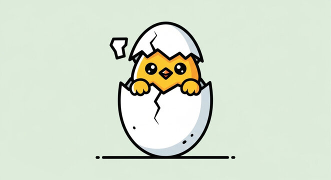 Adorable Chick Hatching from Egg - A Symbol of New Beginnings.