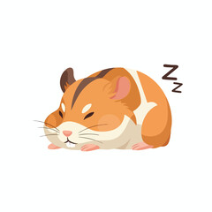 Fototapeta premium A cute, cartoon-style hamster is asleep, with 