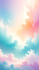 Fototapeta premium Dreamy Pastel Clouds in a Colorful Sky