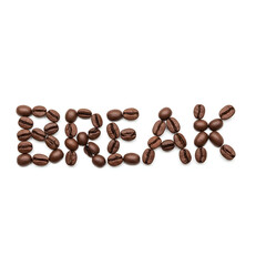 Obraz premium Coffee Beans Form The Word Break.