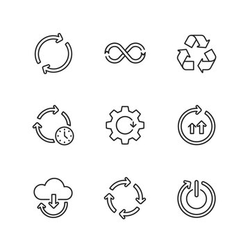 Collection of Circular Arrows and Recycling Symbols Icons.