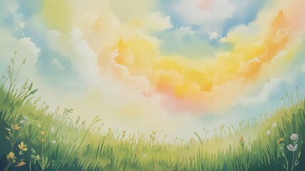 Fototapeta premium Serene sunrise over a lush meadow