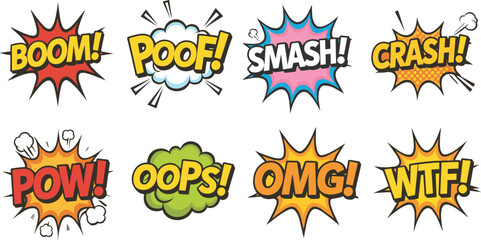 Comic Book Sound Effect Word Bubbles boom poof © D Design
