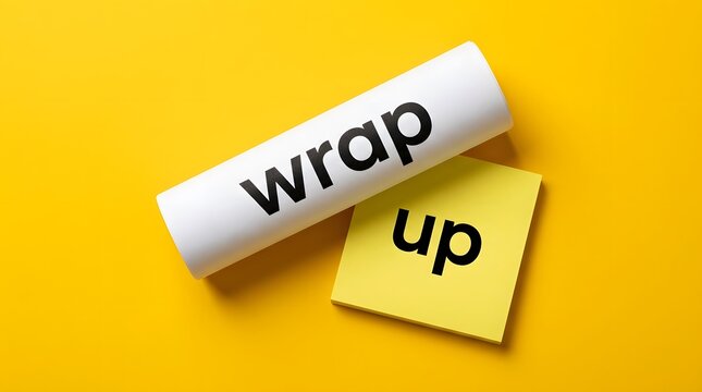 Business Concept Wrap Up on Yellow Background