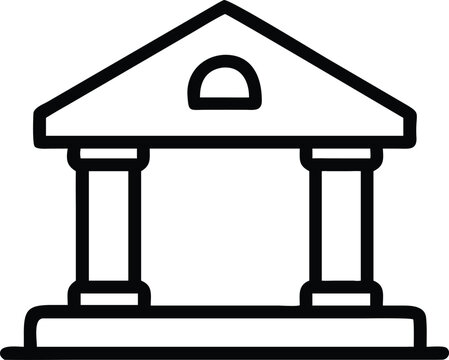 Bank Building Icon With Columns On White Background drawn pediment