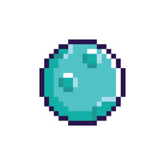 Obraz premium Cyberpunk style full moon art icon, neon cyan turquoise alien planet with craters