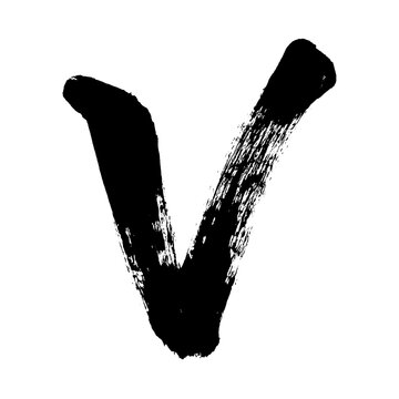 Organic and realistic calligraphy-style uppercase "V", alpha channel