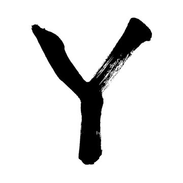 Organic and realistic calligraphy-style uppercase "Y", alpha channel