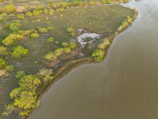 Drone view of body of water