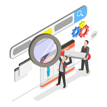 3D Isometric Flat Vector Illustration of SEO Analysis, Keyword Research and Optimization. Item 2