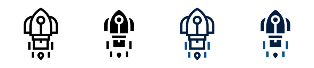Conjunto de iconos de lanzamiento. Cohete ascendente. Inicio de proyecto, innovación y crecimiento empresarial. Ilustración vectorial