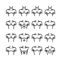 Obraz premium Torso Icons Set Female and Male Chest Outline Graphics Minimalist Line Art Collection