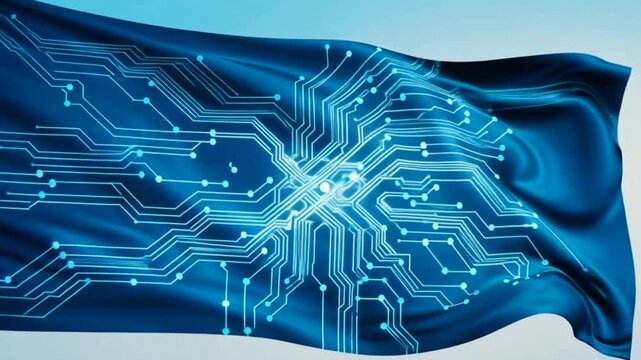 Tech Startup Banner Abstract Futuristic Digital Background With Glowing Data Flow Animation