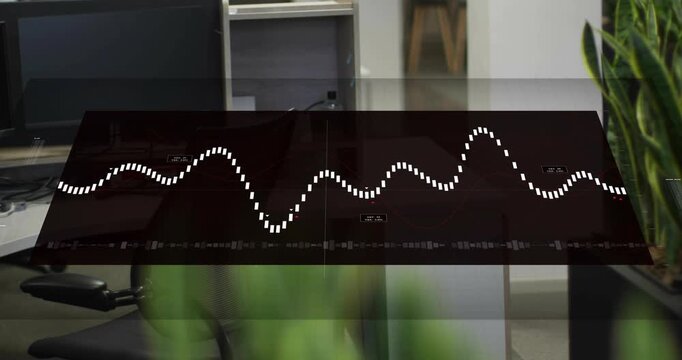 Translucent HUD panel showing dotted waveform moving right on audio input, marking peaks to monitor