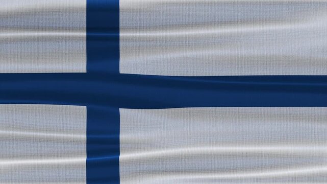 Finland flag waving in the wind with high quality fabric texture