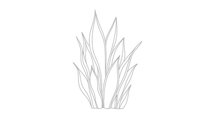 Fototapeta premium Drawing of several green grass blades.