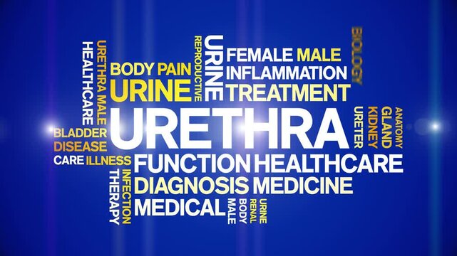 Urethra animated word cloud-text design animation tag kinetic typography seamless loop.