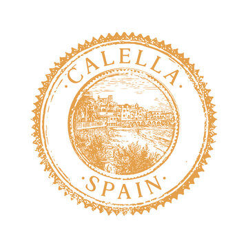 Spanish Stamp from Calella Coast featuring Vintage Nautical and Classic Travel design.