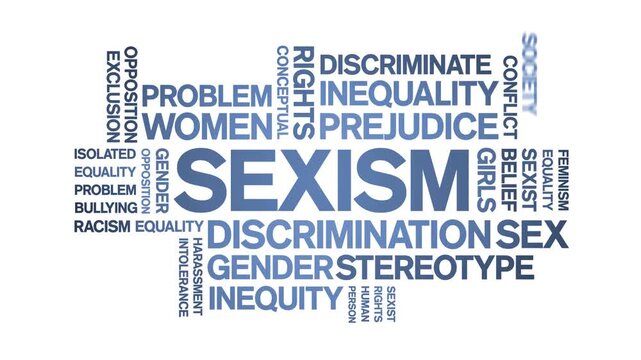 Sexism animated word cloud-text design animation tag kinetic typography seamless loop.