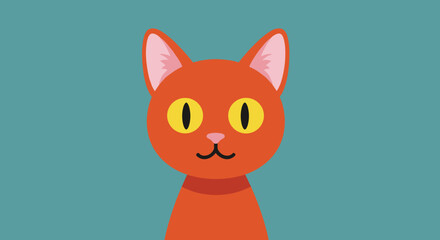Cartoon orange cat face closeup. © Hani
