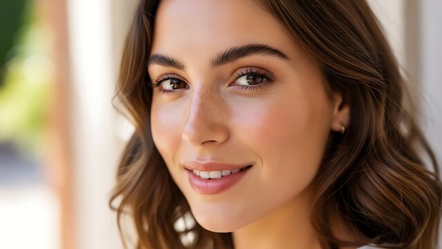 Beautiful Young Woman Close Up Outdoors