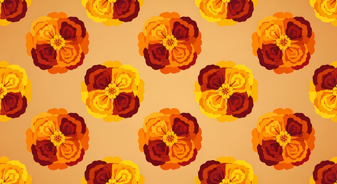 Bright Orange and Red Roses Pattern Background.