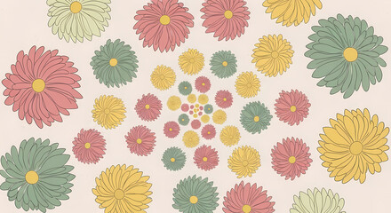 Obraz premium Colorful Floral Pattern with Bright Flowers.