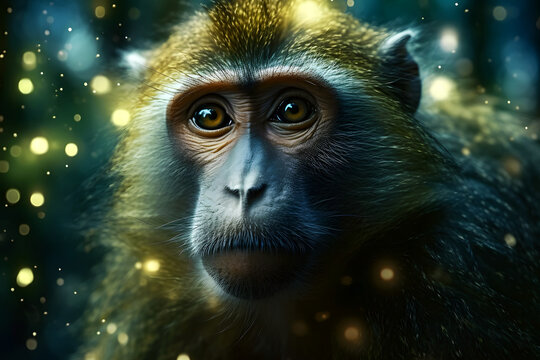 Monkey portrait. Neural network AI generated art