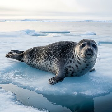 Seal on Arctic ice floes.