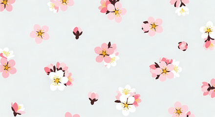 Fototapeta premium Pink Cherry Blossom Petals Falling on White Background.