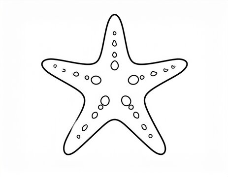 Simple starfish stencil outline for toddler coloring exercise worksheet