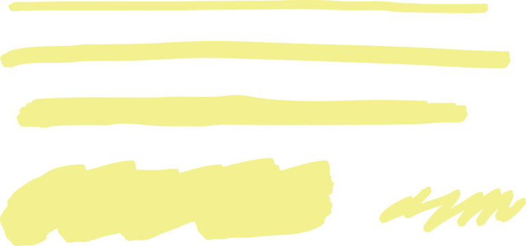 蛍光ペン色の半透明なハイライト、下線、強調線、あしらい装飾ベクター