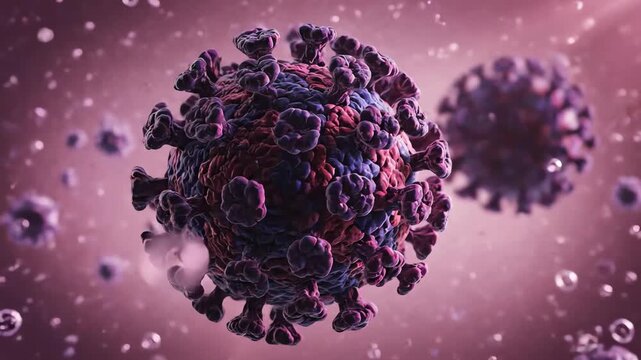 highly detailed depiction of a virus particle with intricate structures in a scientific context