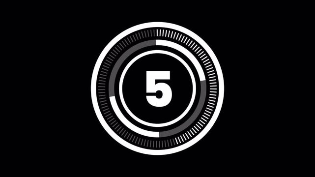 10 Second Countdown Timer Animation with Circular Progress Bar and Transparent Alpha Channel transparent background alpha channel