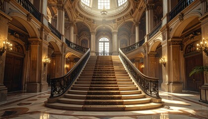 Obraz premium Magnificent Grand Staircase in Ornate Palace Interior