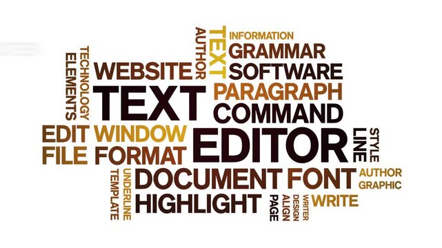 Text Editor animated word cloud-text design animation tag kinetic typography seamless loop.